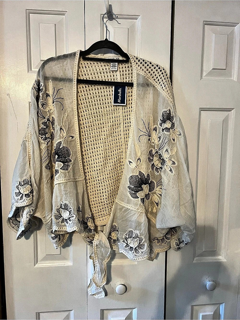 Rachel Zoe Floral Crochet Cover-Up in Cream & Blue NWT